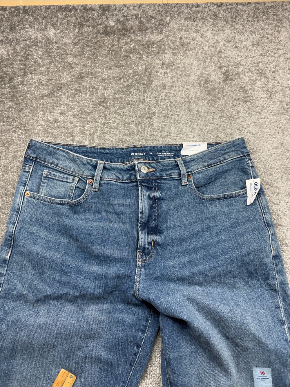 NWT Old Navy OG Straight Leg Blue Jeans Womens 16 High Rise - Picture 5 of 11
